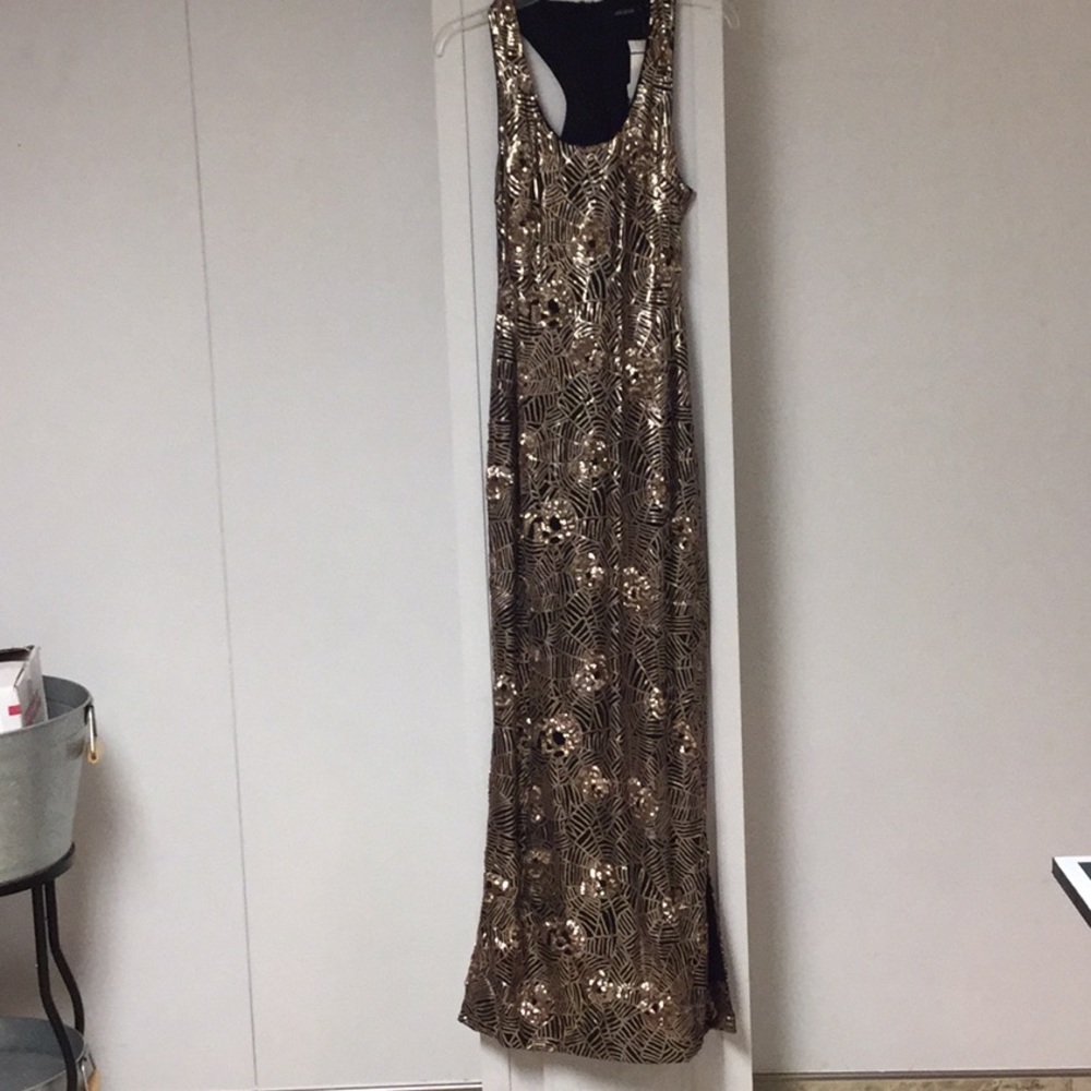 Halter gold sequin dress
